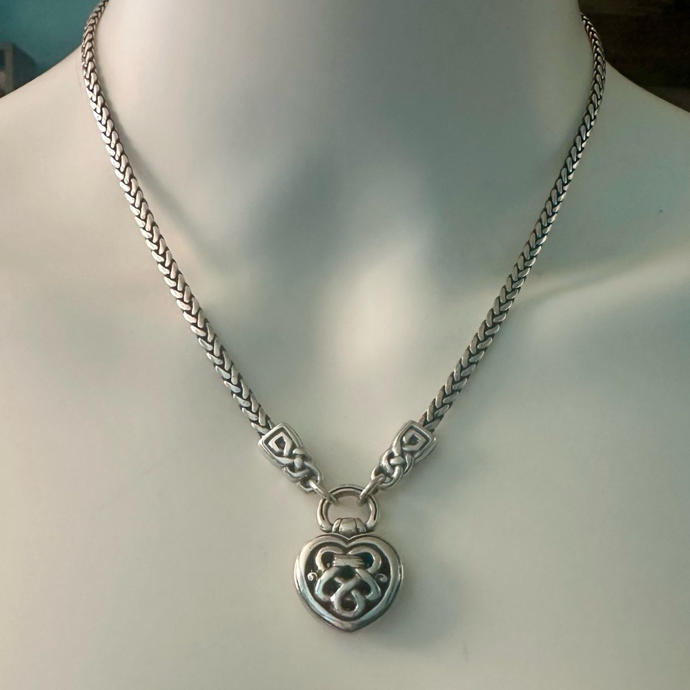 Brighton Silver Plated Adjustable Scroll Heart Ne… - image 2